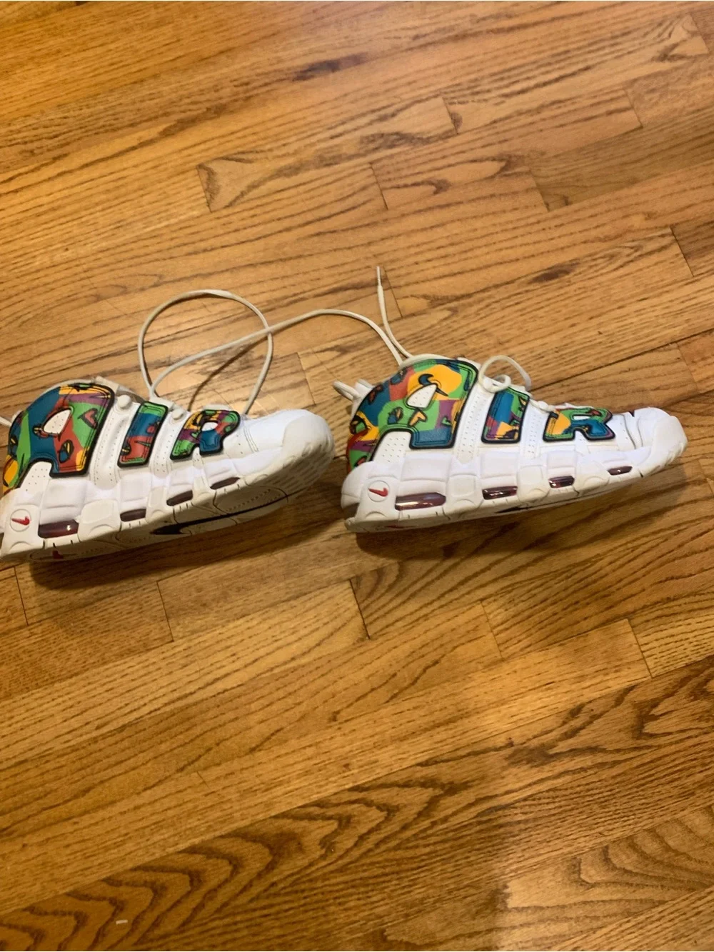 Nike Kids White Sneakers with Multicolor Graphic Panels